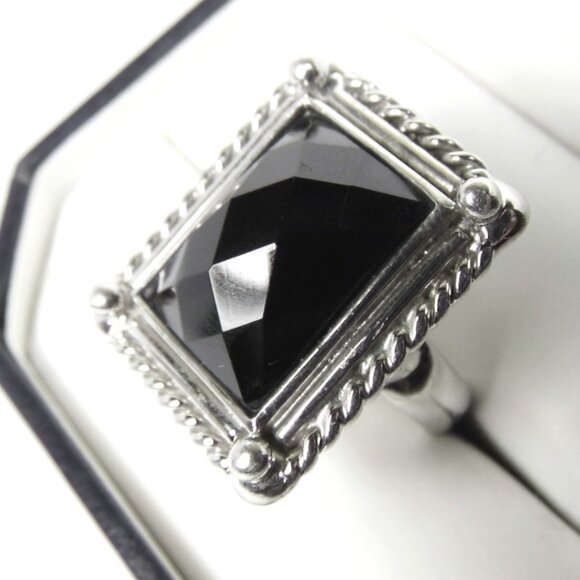 Black ONYX Solitaire Sterling SILVER Ring size 5.5 - Picture 4 of 5